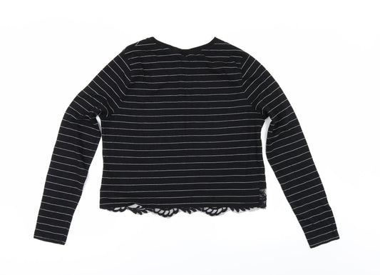 Miss Selfridge Womens Black Striped Basic T-Shirt Size 14