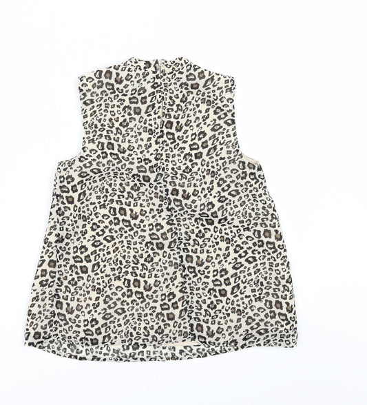 George Girls Beige Animal Print Basic Blouse Size 8-9 Years