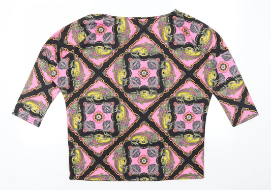 Papaya Womens Pink Geometric Basic T-Shirt Size 12
