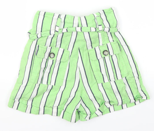 Topshop Womens Green Striped Mom Shorts Size 8