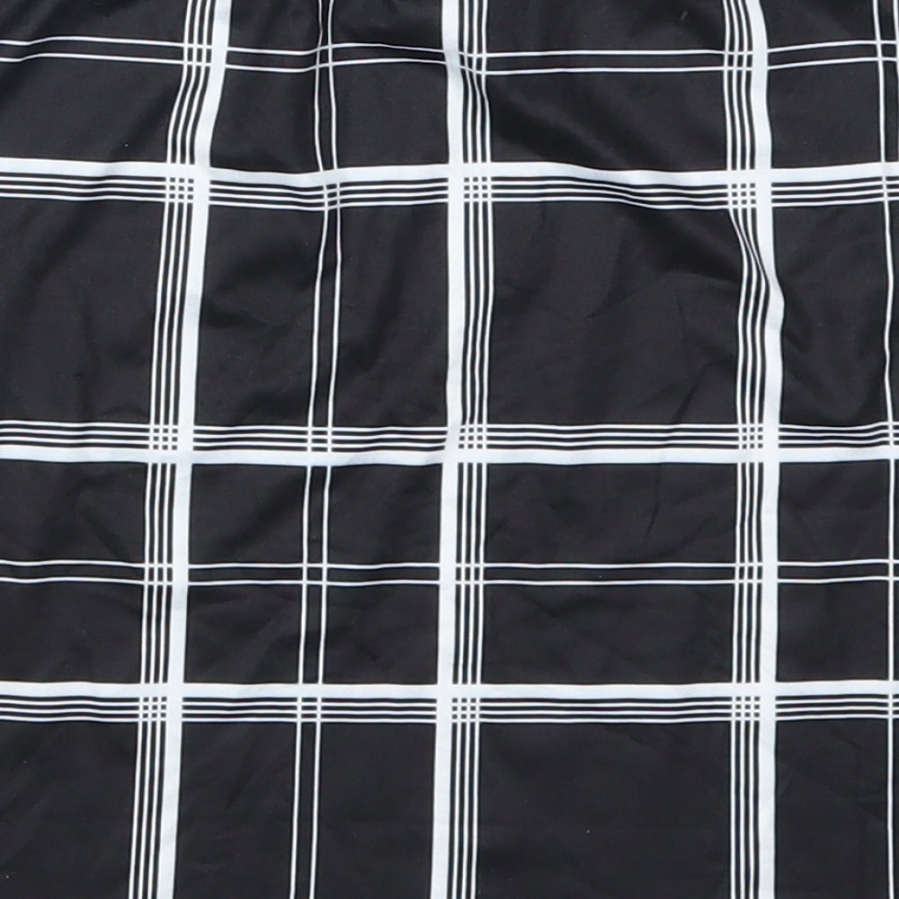 Brand and care label for SHEIN iShein women’s black check maxi skirt, size M