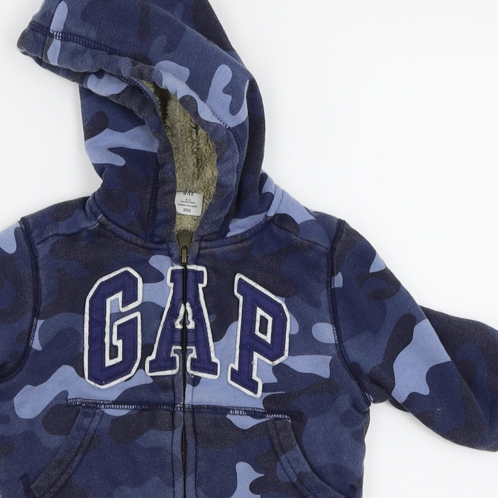 Gap Boys Blue Camouflage Full Zip Jumper Size 6-9 Months