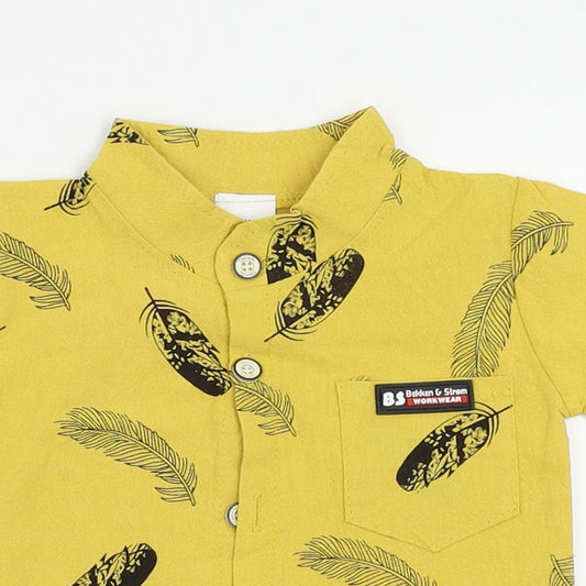Bekken & Strom Boys Yellow Floral Basic Button-Up Size 3-6 Months