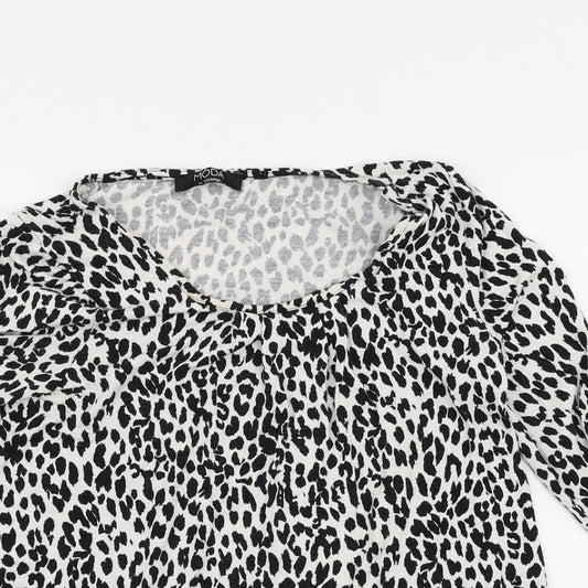 Moda Womens Multicoloured Animal Print Basic Blouse Size 12