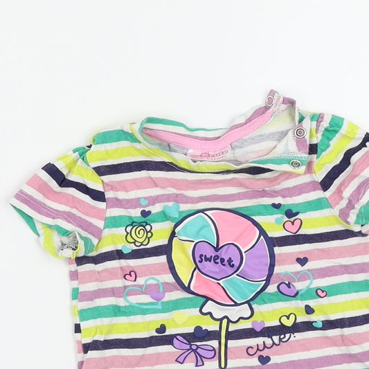 So Cute Girls Multicoloured Striped Basic Dress Shirt Size 9-12 Months
