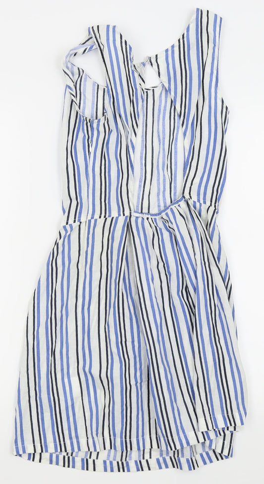 senorita Womens White Striped Fit & Flare Size S