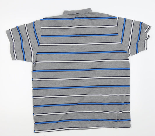 fight the wolf Mens Grey Striped Polo Size XL