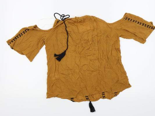 Select Womens Yellow Basic T-Shirt Size 8