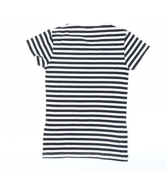 Mango Womens Black Striped Basic T-Shirt Size 4