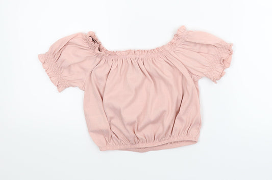 Divided Womens Pink Cropped Blouse Size XS