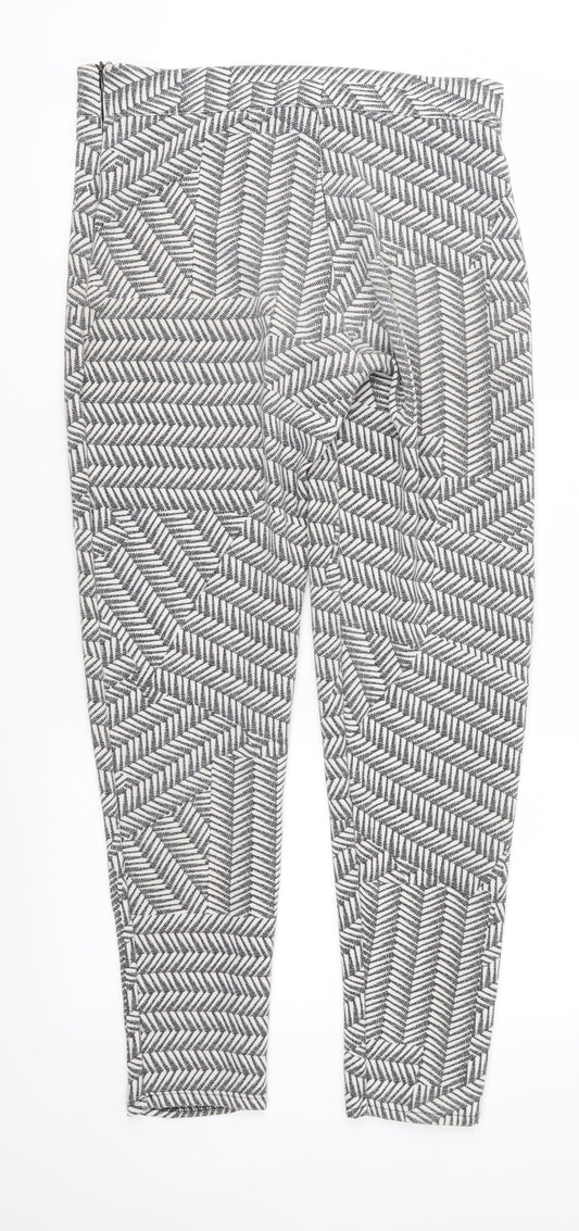Zack Womens Grey Geometric Trousers Size 8 L28 in