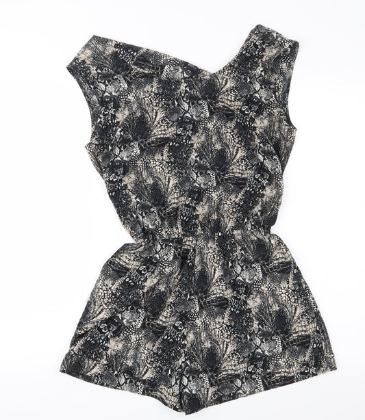 H&M Womens Black Geometric Playsuit One-Piece Size 6