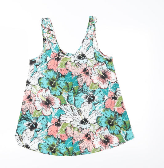 H&M Womens Green Floral Basic Tank Size XS