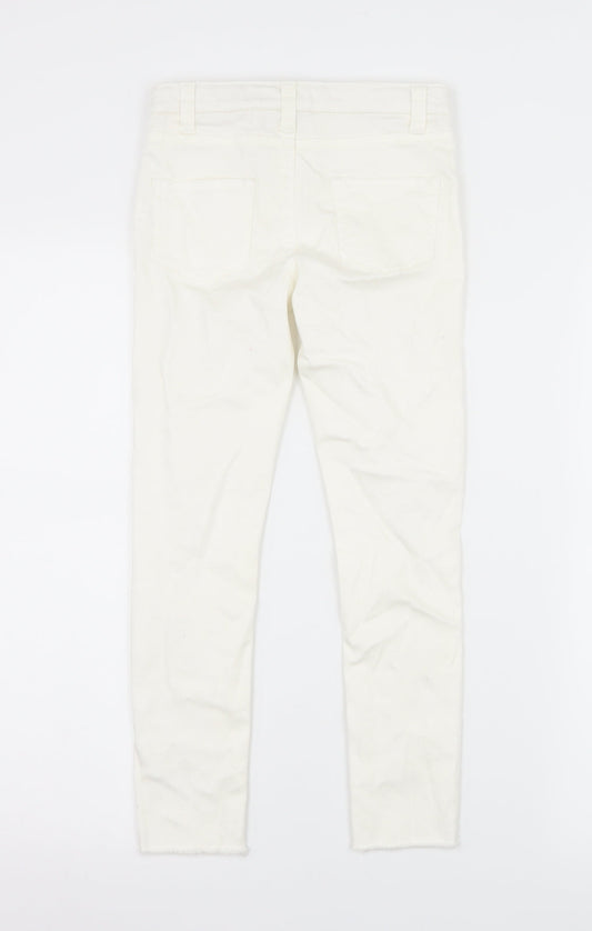 Denim & Co. Girls White Denim Skinny Jeans Size 7-8 Years - Distressed