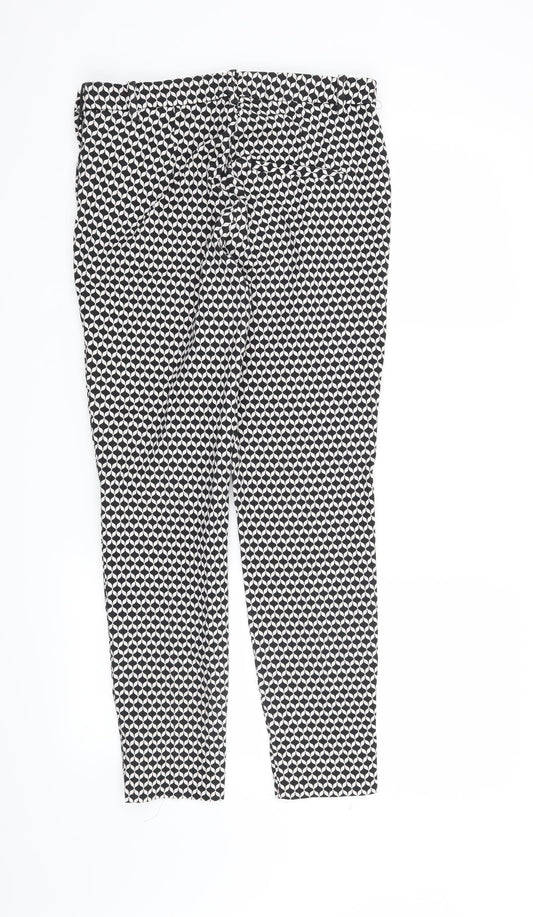 H&M Womens Black Geometric Trousers Size 10 L26 in