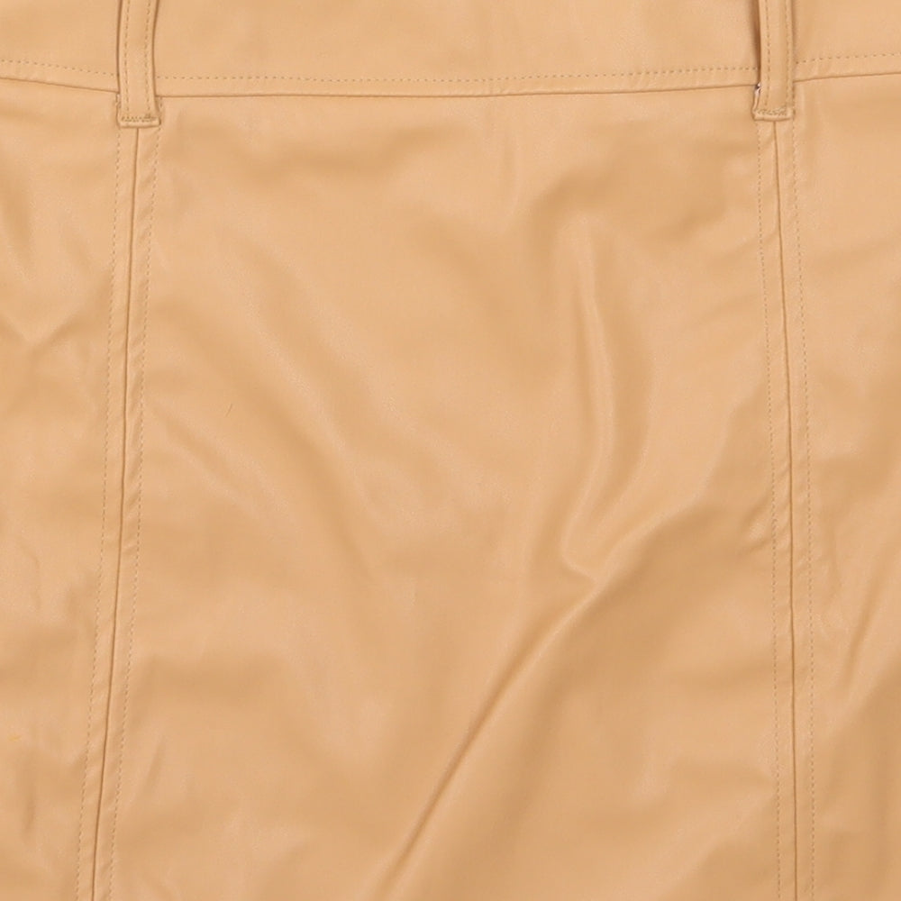Brand and care label for Threadbare women’s brown a-line skirt, size UK 10