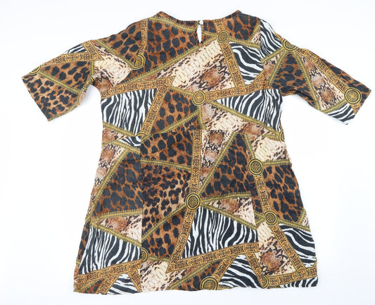 anna melan Womens Beige Animal Print Basic Blouse Size 2XL