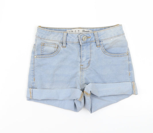 Additional front view of denim co women’s blue cut-off shorts, size UK 4