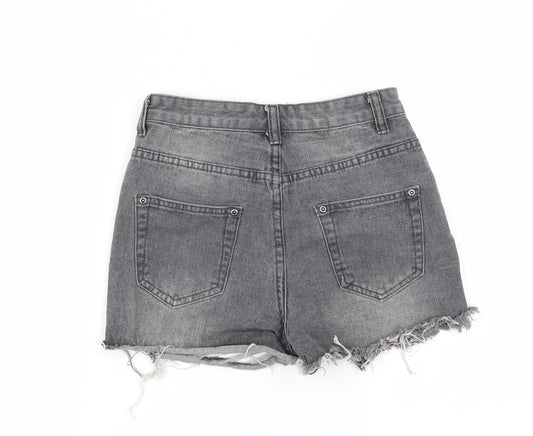PRETTYLITTLETHING Womens Grey Cut-Off Shorts Size 6