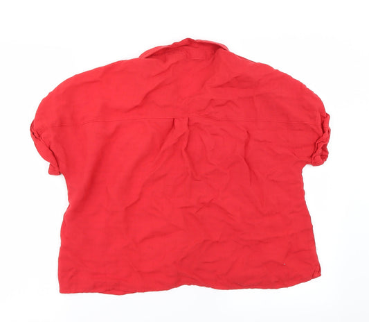 New Look Womens Red Basic Button-Up Size 16
