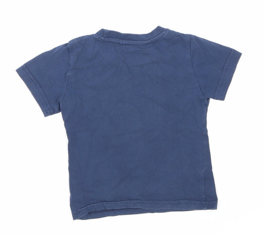 H&M Boys Blue Animal Print Basic T-Shirt Size 2-3 Years
