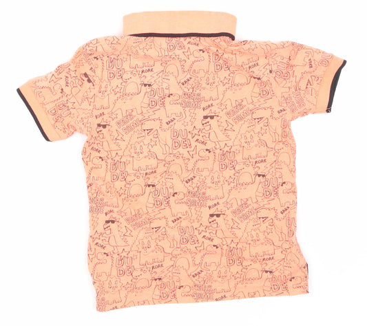 George Boys Orange Animal Print Basic Button-Up Size 2-3 Years