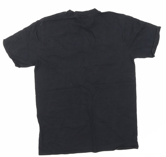 Gilden Womens Black Animal Print Basic T-Shirt Size M