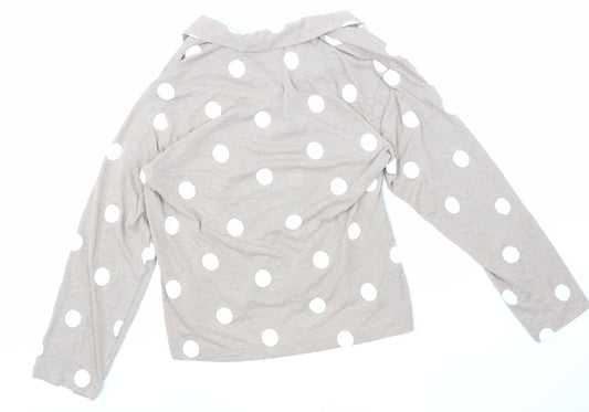 H&M Womens Beige Polka Dot Basic Button-Up Size M