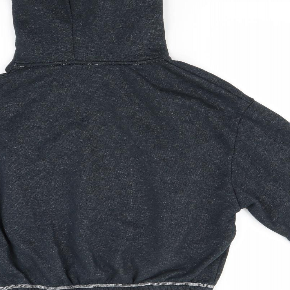 Brand and care label for Zara women’s grey pullover hoodie, size S