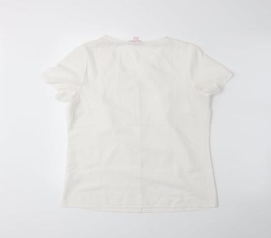JULIPA Womens White Basic T-Shirt Size 14
