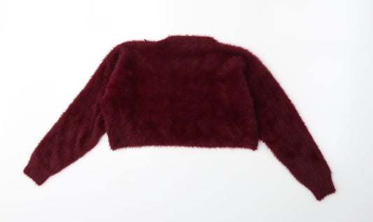 New Look Womens Red Knit Pullover Jumper Size S
