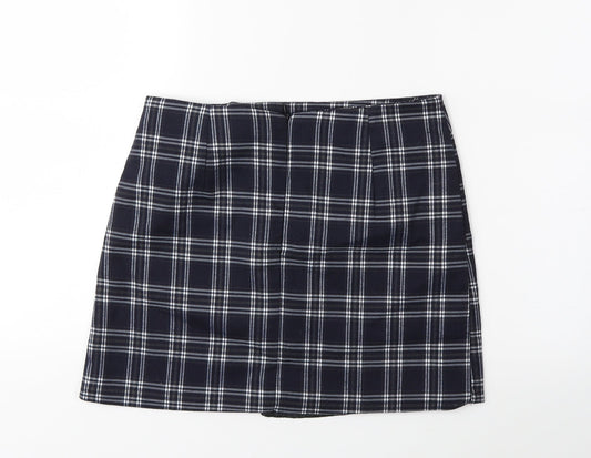 Preworn Womens Blue Check Mini Skirt Size 27 in