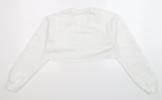 PRETTYLITTLETHING Womens White Pullover Sweatshirt Size S - Cropped