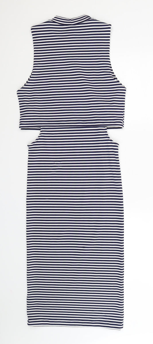 Topshop Womens Blue Striped Bodycon Size 10