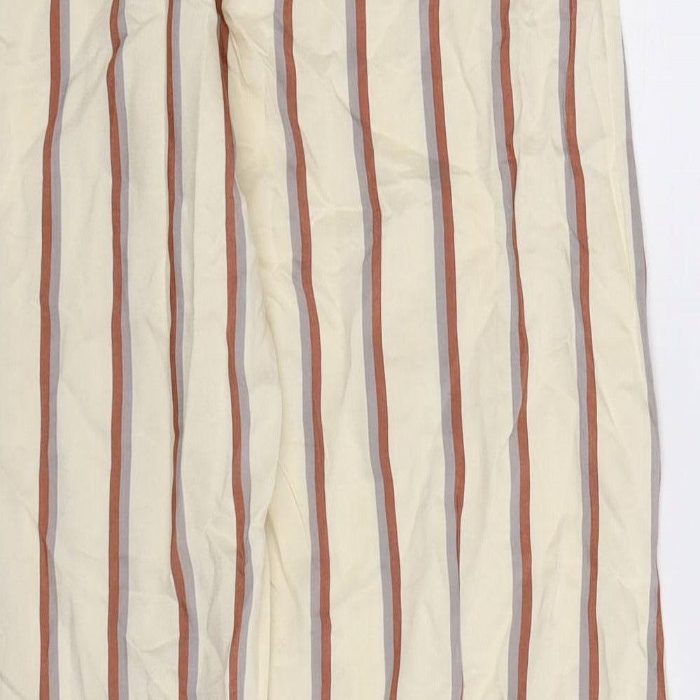 Preworn Womens Beige Striped Trousers Size M L28 in