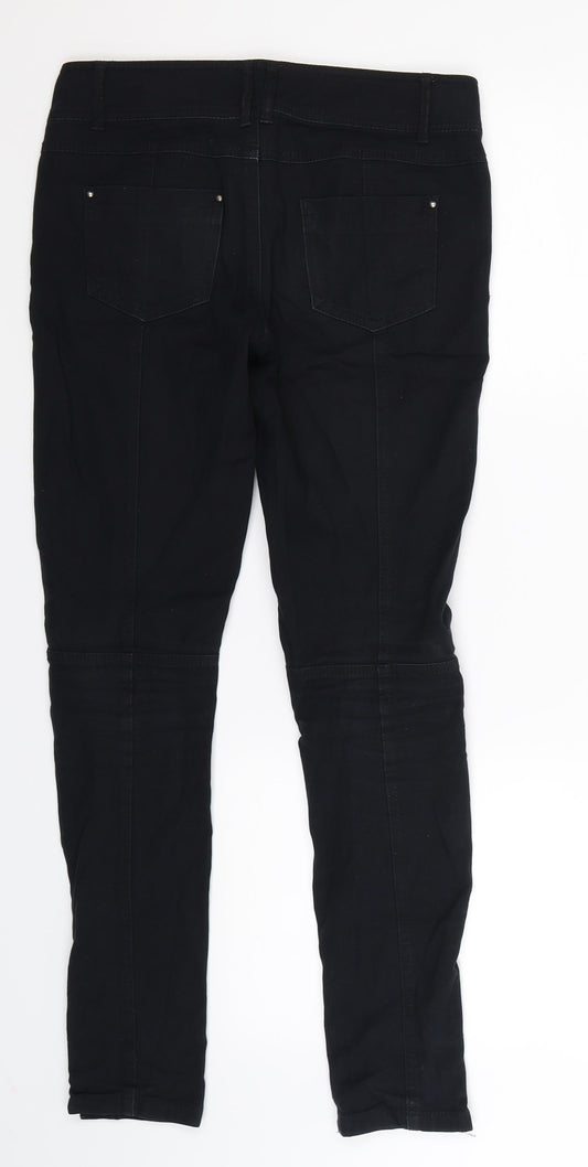 Back view of Denim Co women’s black denim skinny jeans, size UK 6, 27-inch leg