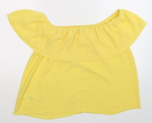Preworn Womens Yellow Basic Blouse Size 14