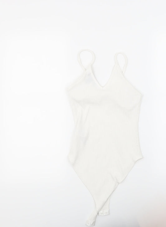 New Look Womens White Babydoll Bodysuit Size 6
