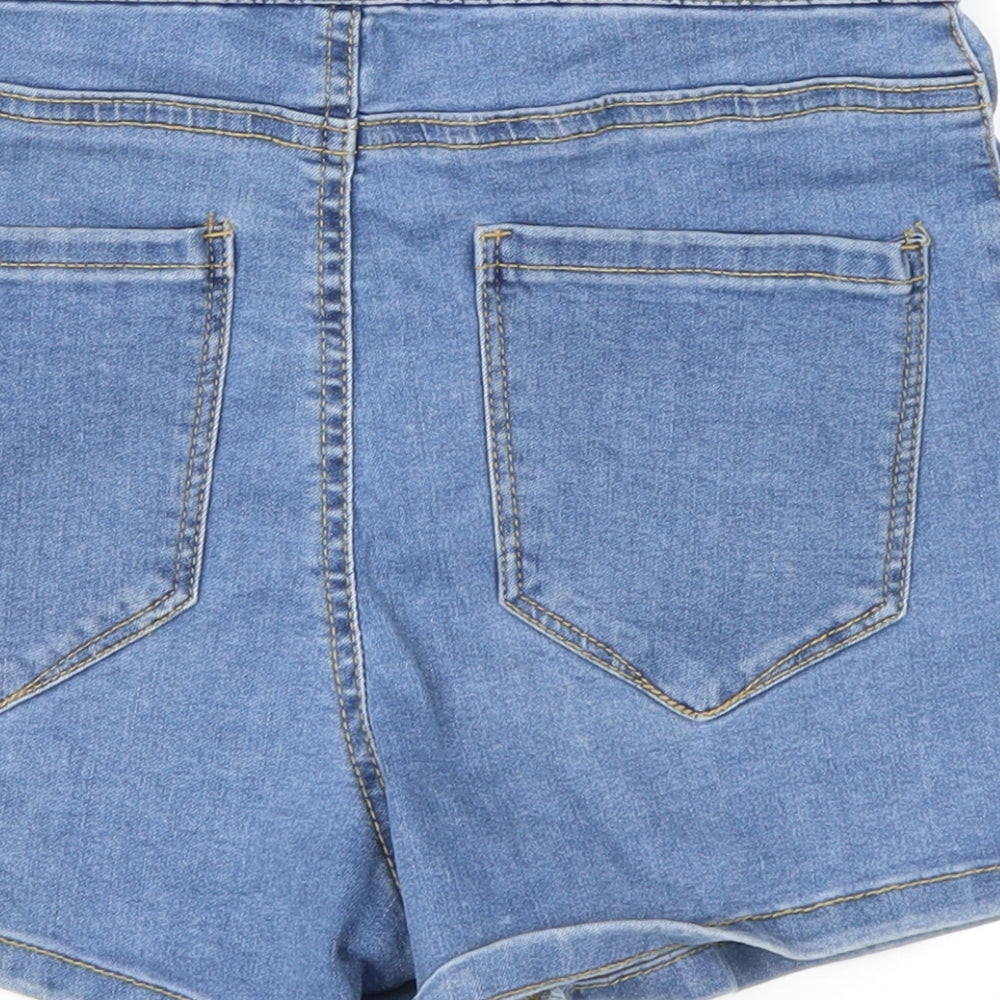 Brand and care label for denim co women’s blue denim hot pants shorts, size UK 8