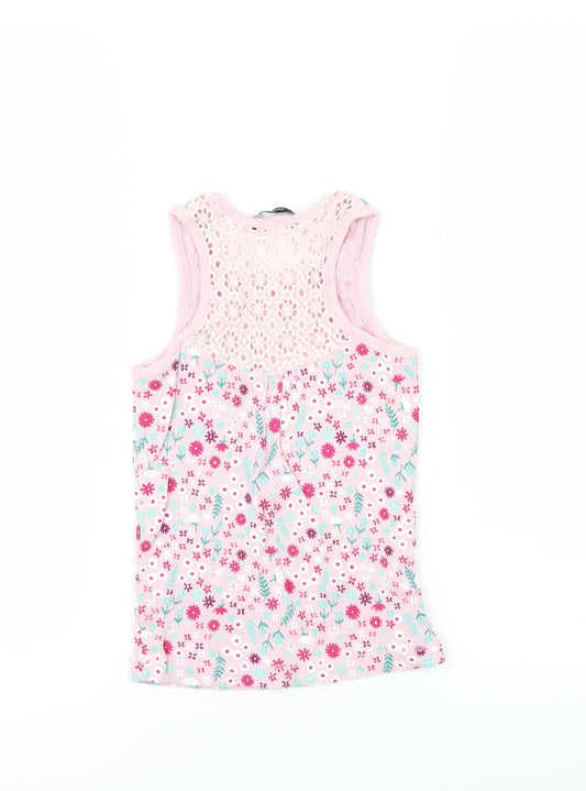 George Girls Pink Floral Basic Tank Size 6-7 Years