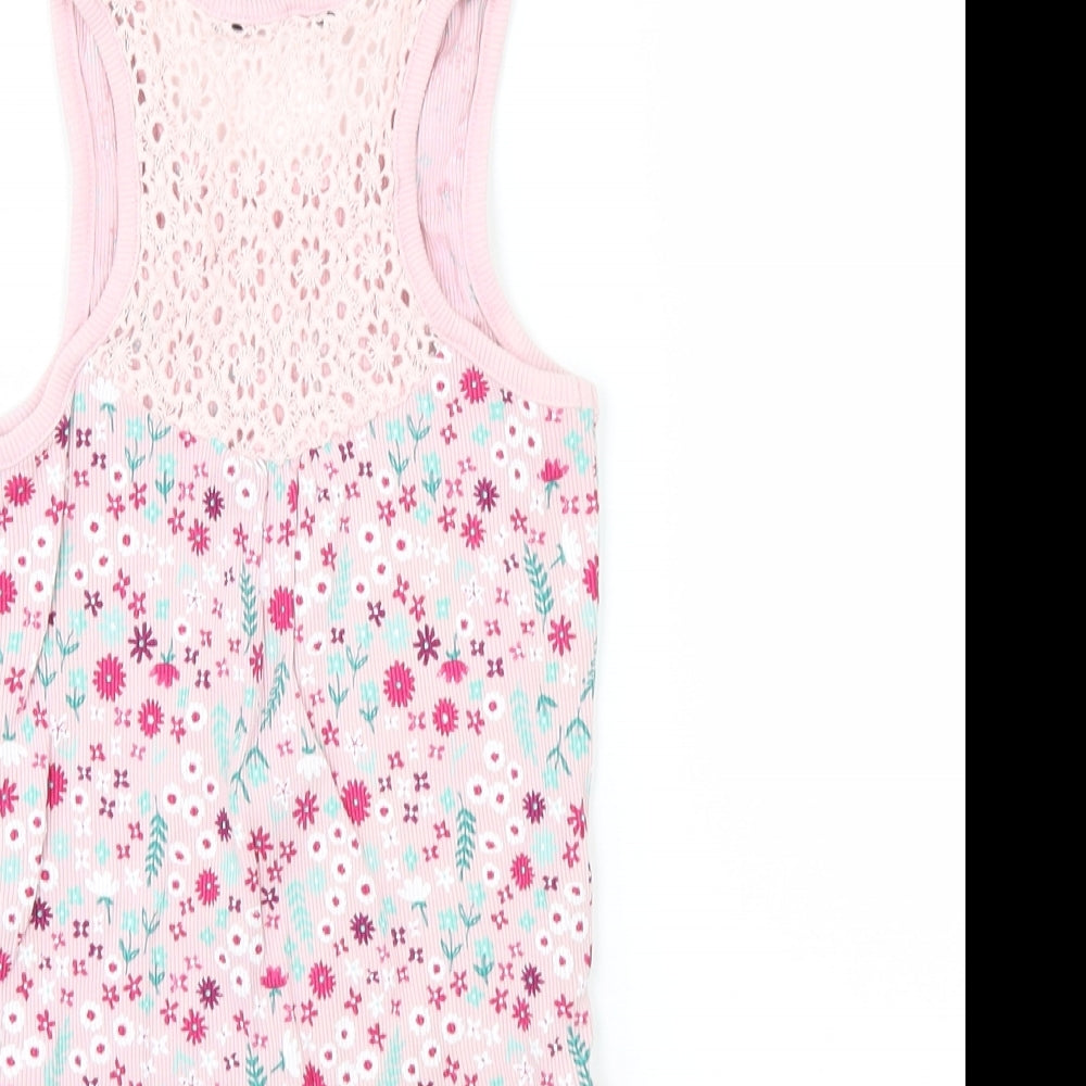 George Girls Pink Floral Basic Tank Size 6-7 Years