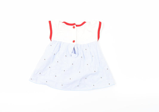 Aardvark Girls Blue Striped A-Line Size 6-9 Months - cherries