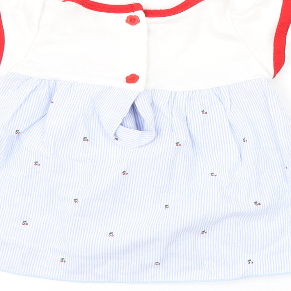 Aardvark Girls Blue Striped A-Line Size 6-9 Months - cherries