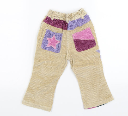 4kids Girls Beige Flecked Corduroy Capri Trousers Size 6-9 Months - patchwork cords