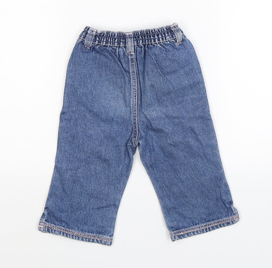morris mouse Girls Blue Floral Denim Pedal Pusher Jeans Size 3-6 Months