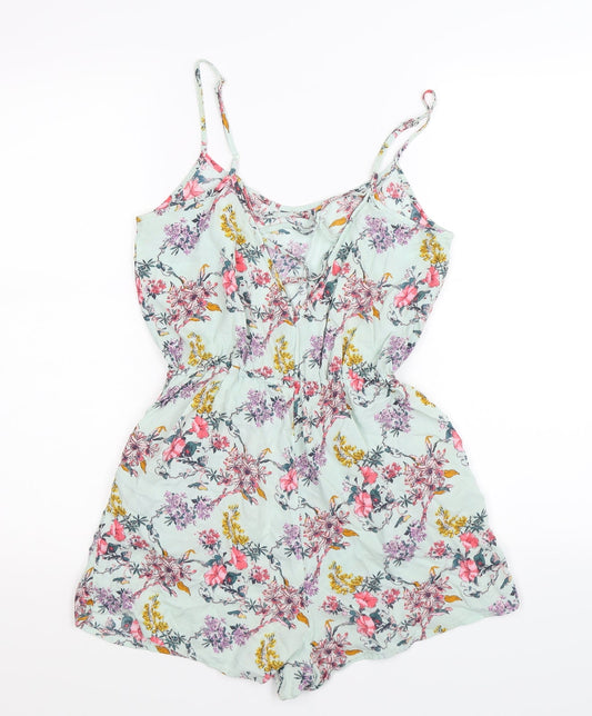 Divided Womens Green Flecked Playsuit One-Piece Size 8