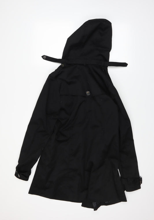 H&M Womens Black Overcoat Coat Size S