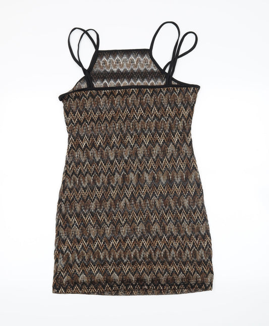 miss pretty world Womens Gold Chevron Mini Size 10