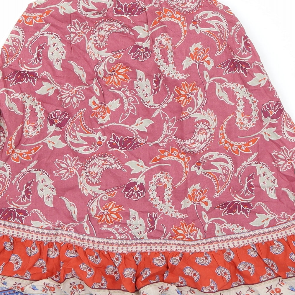 Brand and care label for Next girls’ purple paisley t-shirt dress, size 18-24, months