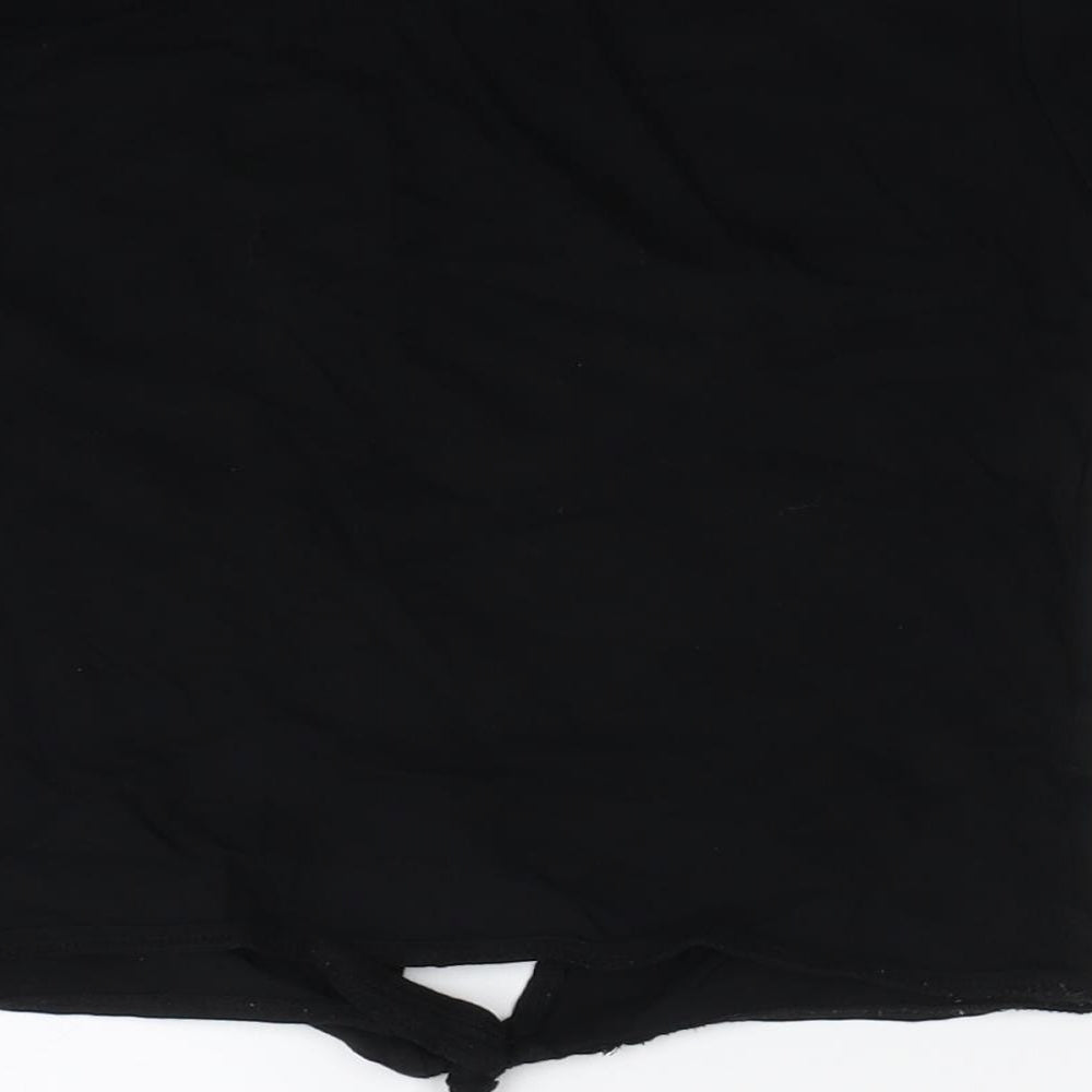 Brand and care label for Primark girls’ black cropped t-shirt, size 7-8, years